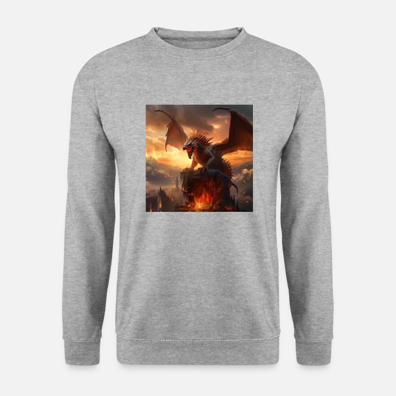Drache - Unisex Pullover - Weißgrau meliert