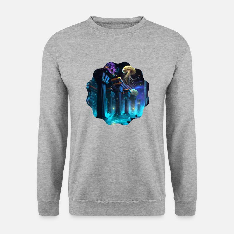 Unterwassertempel - Unisex Pullover - Weißgrau meliert