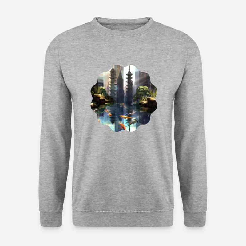 Landschaft - Unisex Pullover - Weißgrau meliert