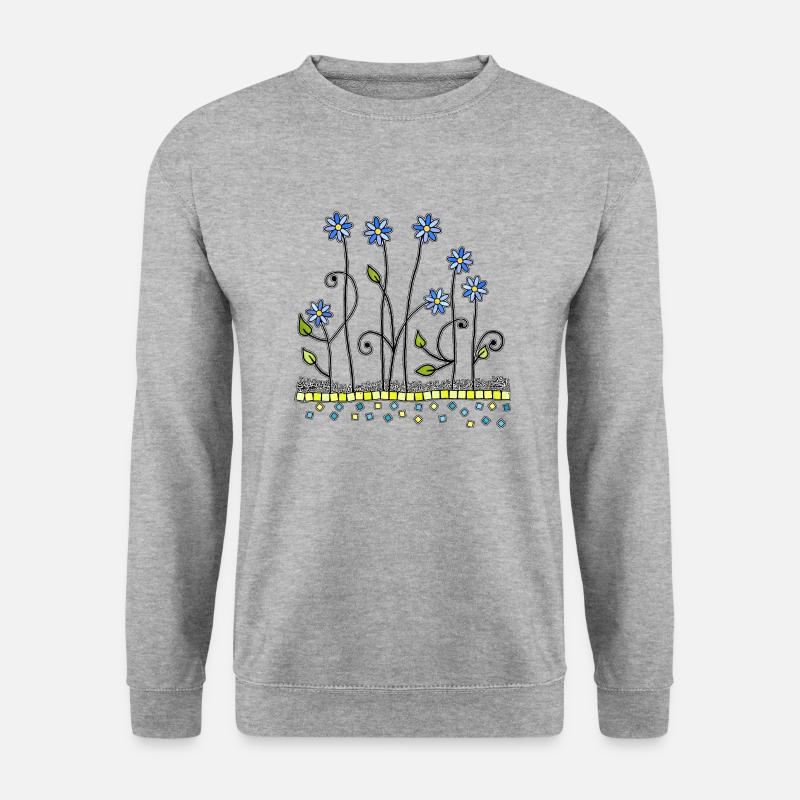 Blumen - Unisex Pullover - Weißgrau meliert