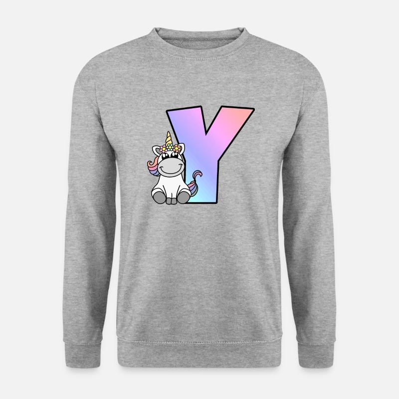 Einhorn Buchstabe Y - Unisex Pullover - Weißgrau meliert