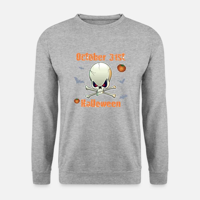 Halloween-Totenkopf - Unisex Pullover - Weißgrau meliert