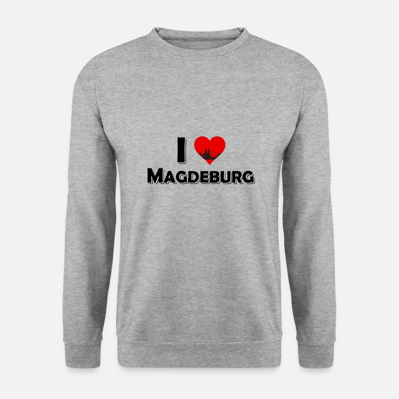 Das Magdeburg T-Shirt - I Love Magdeburg - Unisex Pullover - Weißgrau meliert