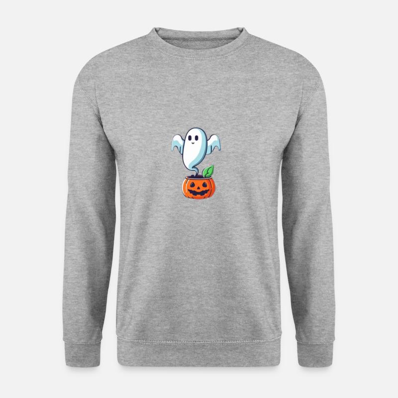 Halloween-Geist - Unisex Pullover - Weißgrau meliert