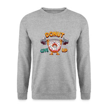 Donut, gib auf - Unisex Pullover - Weißgrau meliert - Vorne - Alina (178cm) & Michal (187cm)