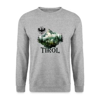 Tiroler Adler dem Land Tirol die Treue mit Berg - Unisex Pullover - Weißgrau meliert - Vorne - Alina (178cm) & Michal (187cm)