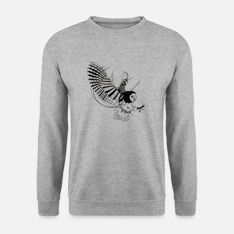 Eule - Unisex Pullover - Weißgrau meliert