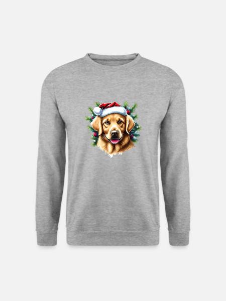 Golden Retriever Weihnachten Hunde Hundebesitzer - Unisex Pullover - Weißgrau meliert