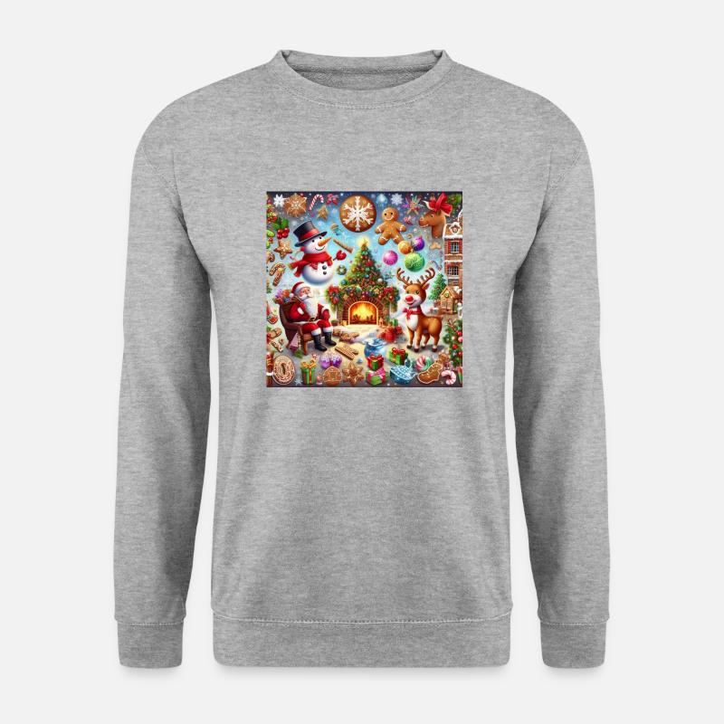 Weihnachtsmärchen-Collage - Unisex Pullover - Weißgrau meliert