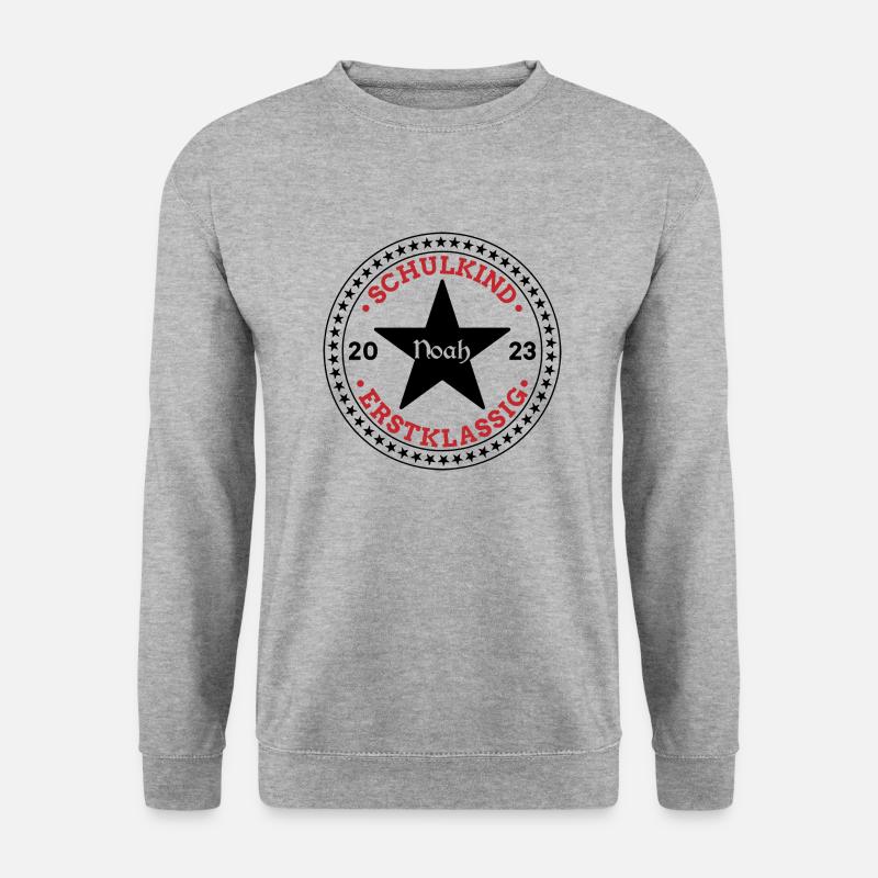 Schulkind 2023 Noah Schüler Erstklassig - Unisex Pullover - Weißgrau meliert