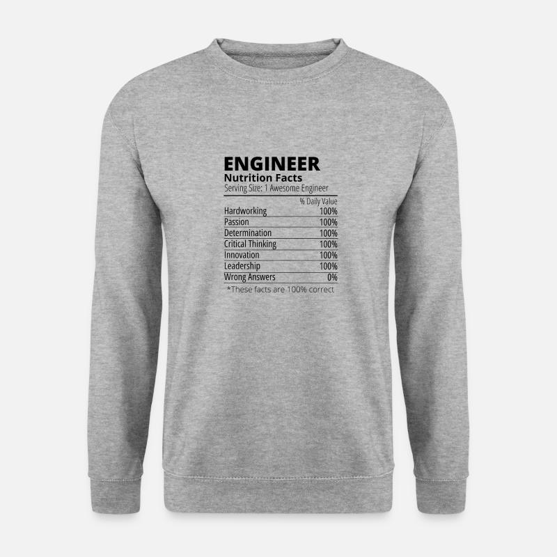 engineer nutritional fact - Unisex Sweatshirt - salt & pepper