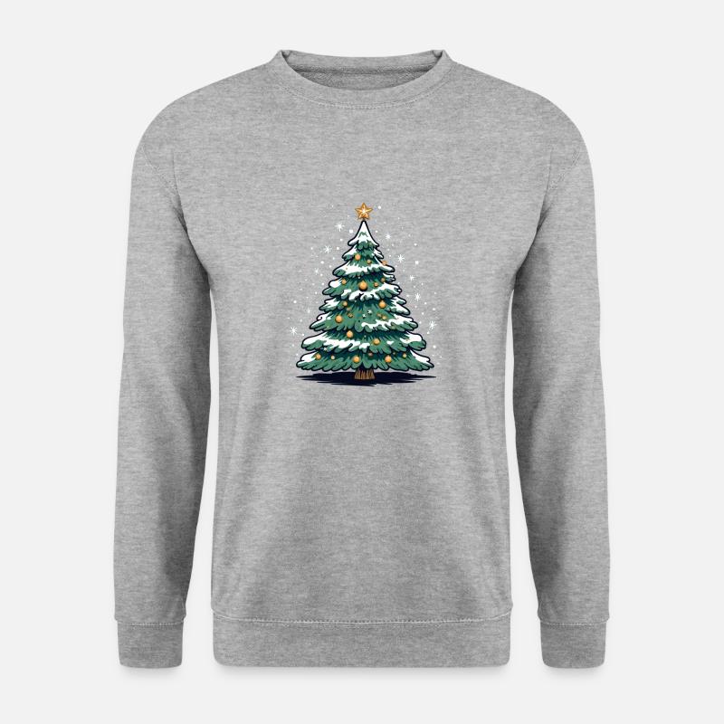 Weihnachtsbaum mit Schneeflocken - Unisex Pullover - Weißgrau meliert