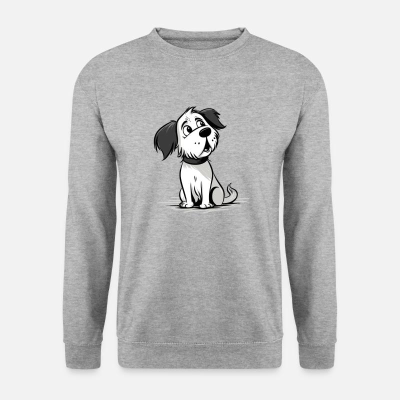 Kleiner Hunde Welpe im Comic Style - Unisex Pullover - Weißgrau meliert