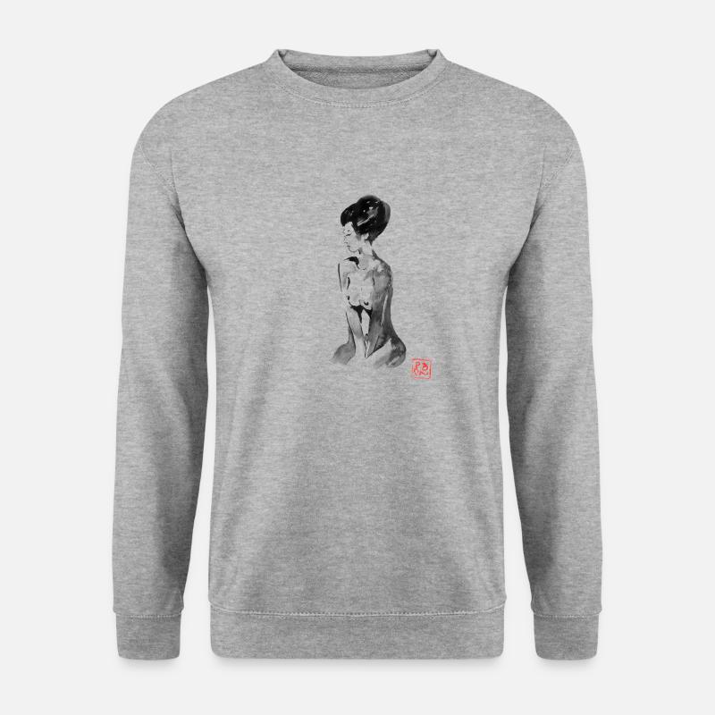 Nackte Geisha - Unisex Pullover - Weißgrau meliert