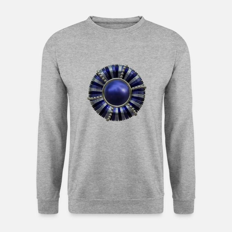 Button blue with pearls - Unisex Pullover - Weißgrau meliert
