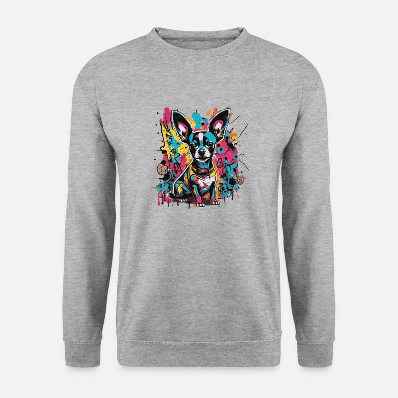 Chihuahua Graffiti Look - Unisex Pullover - Weißgrau meliert