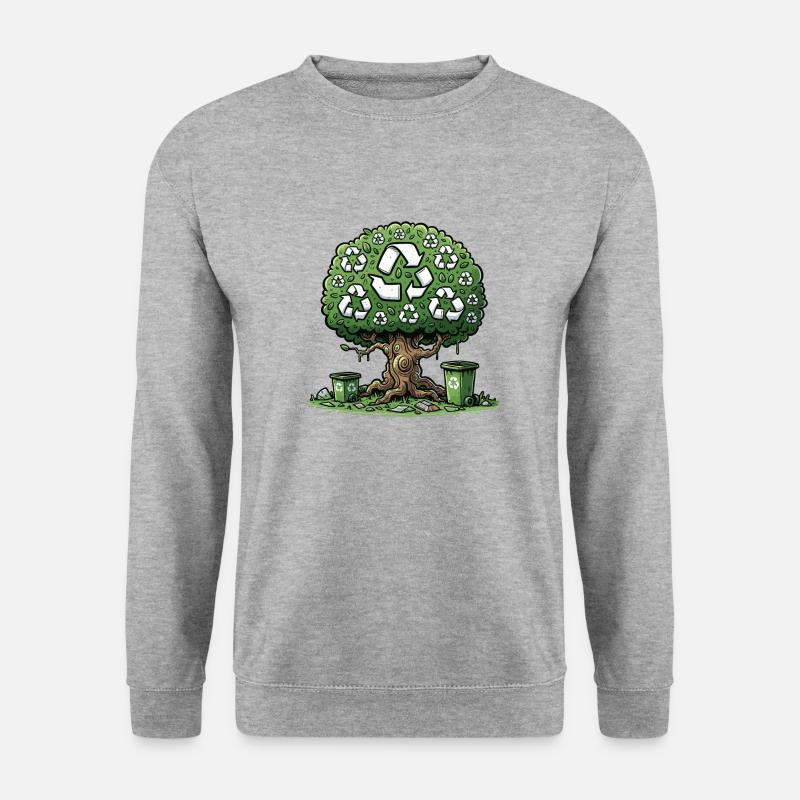 Grüner Baum der Nachhaltigkeit ♻️🌳 - Unisex Pullover - Weißgrau meliert