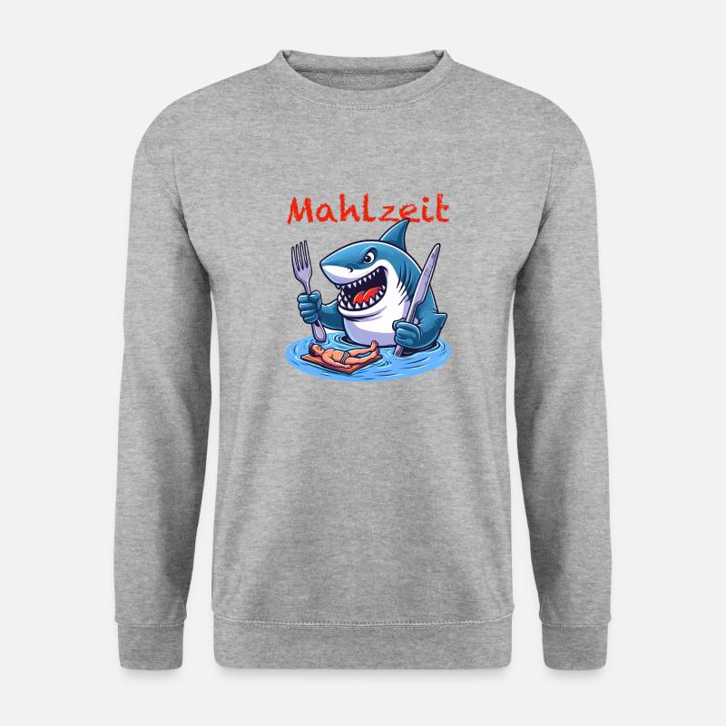 Hungriger Hai - Unisex Pullover - Weißgrau meliert