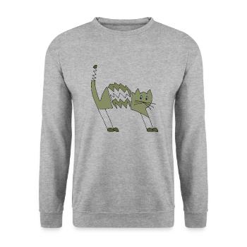 Cat - Unisex Sweatshirt - salt & pepper - Front - Alina (178cm) & Michal (187cm)