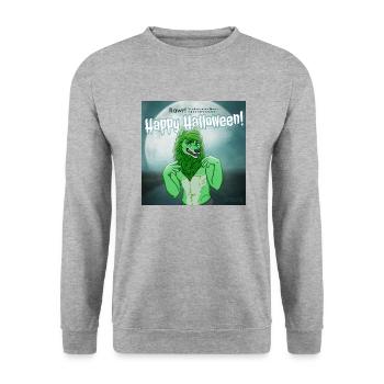 Halloween Wolfy - Unisex Pullover - Weißgrau meliert - Vorne - Alina (178cm) & Michal (187cm)