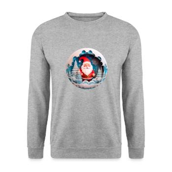 Santa Claus Kugel - Unisex Pullover - Weißgrau meliert - Vorne - Alina (178cm) & Michal (187cm)