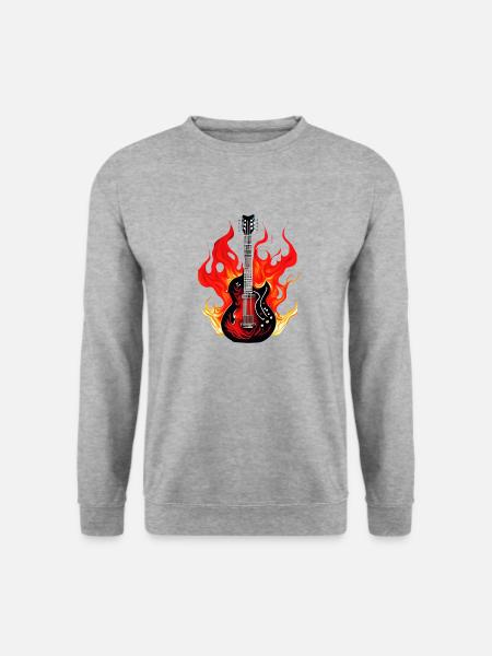 Gitarre Musikinstrument Gitarrist Zupfinstrument - Unisex Pullover - Weißgrau meliert
