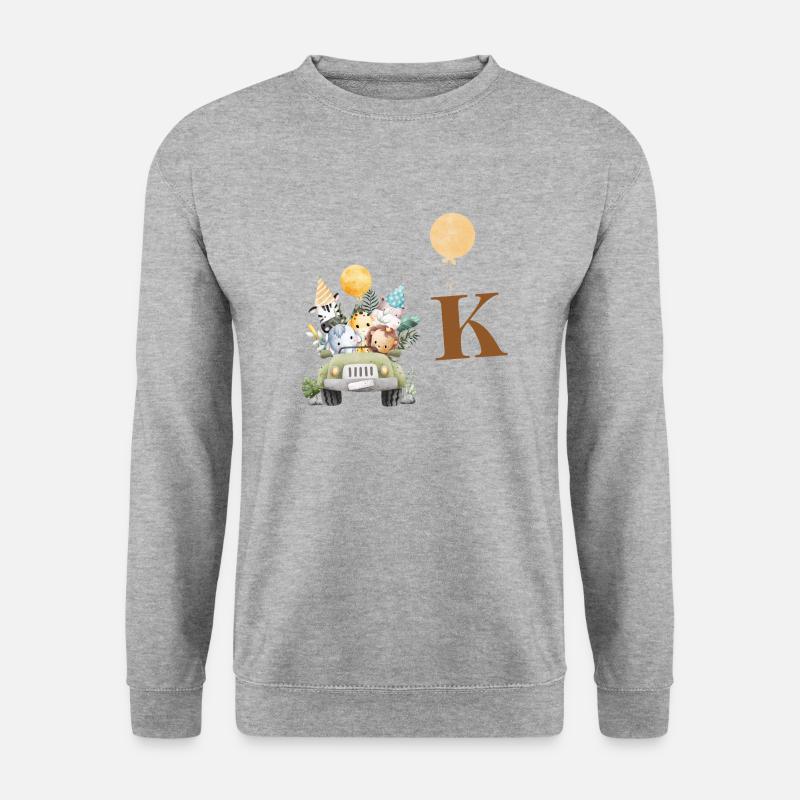 Buchstabe K Safari - Unisex Pullover - Weißgrau meliert