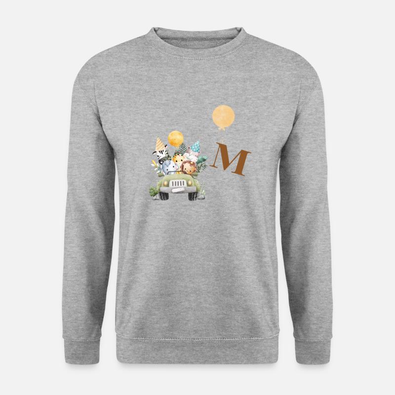 Buchstabe M Safari - Unisex Pullover - Weißgrau meliert