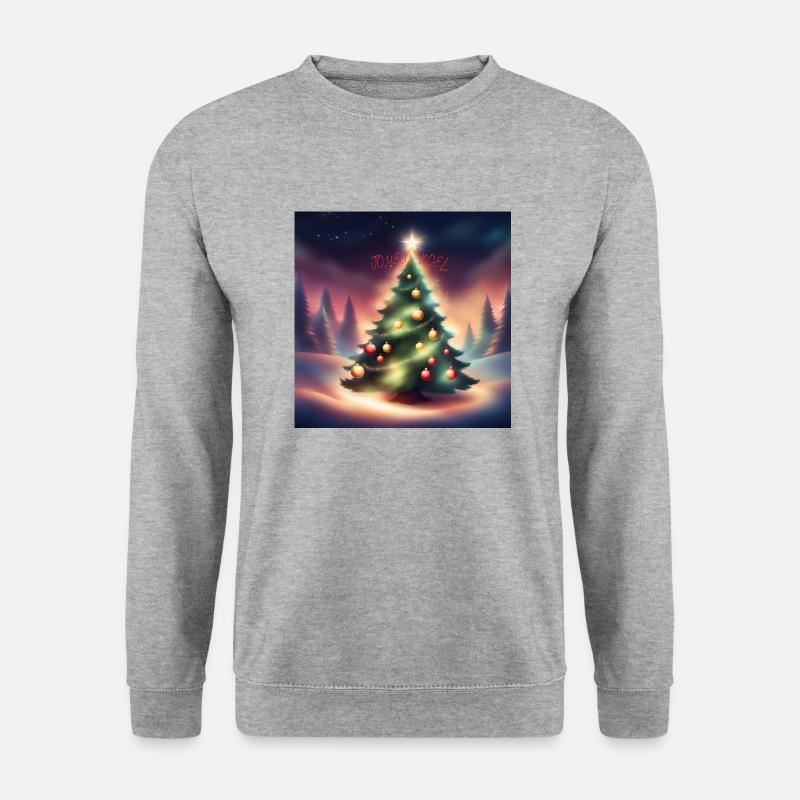 Froher Weihnachtsbaum - Unisex Pullover - Weißgrau meliert