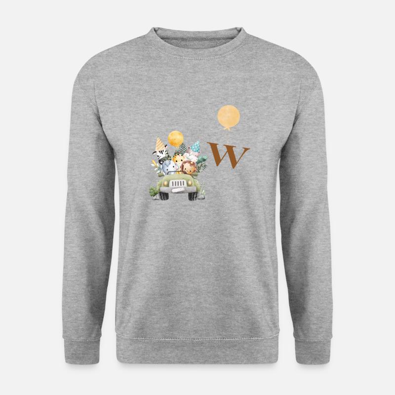 Buchstabe W Safari - Unisex Pullover - Weißgrau meliert