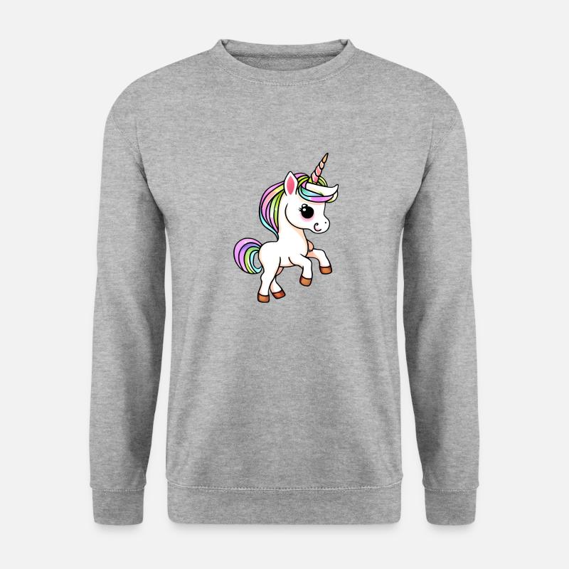 Einhorn Fabeltier Einhörner Mädchen - Unisex Pullover - Weißgrau meliert