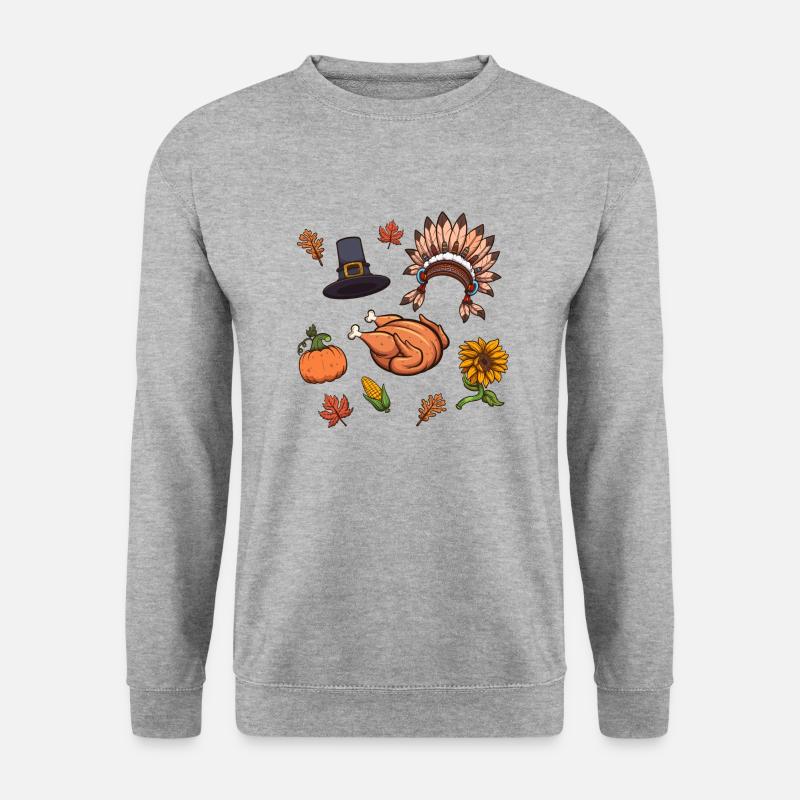 Thanksgiving-Elemente - Unisex Pullover - Weißgrau meliert
