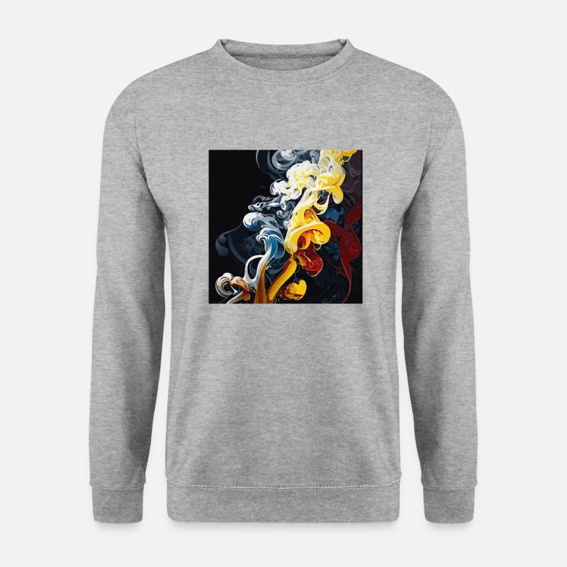 Rauchende Blume (Kunstwerksammlung) - Unisex Pullover - Weißgrau meliert
