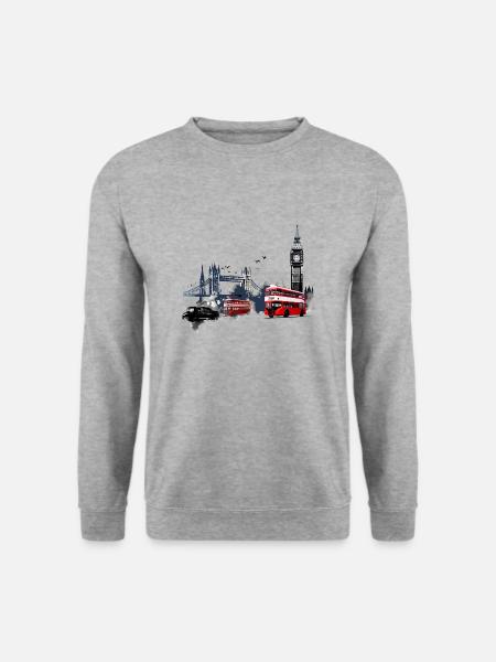 London, die pulsierende Hauptstadt - Unisex Pullover - Weißgrau meliert