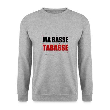 MA BASSE TABASSE ! (bassiste, musique) - Sweat-shirt Unisexe - gris chiné - Devant - Alina (178cm) & Michal (187cm)