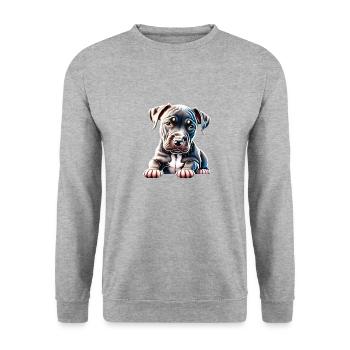 Staffordshire Bull Terrier Chien Propriétaires de chiens Chiens - Sweat-shirt Unisexe - gris chiné - Devant - Alina (178cm) & Michal (187cm)