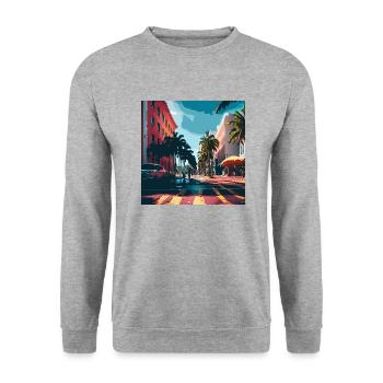 Colorfull Streets in Miami (Miami Collection) - Unisex Sweatshirt - salt & pepper - Front - Alina (178cm) & Michal (187cm)