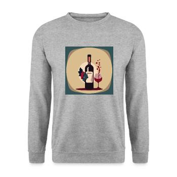 Wein / Rotwein / Weißwein - Unisex Pullover - Weißgrau meliert - Vorne - Alina (178cm) & Michal (187cm)