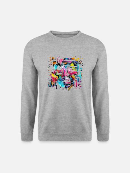 Graffiti Street Art Spray Vintage Schablone Retro - Unisex Pullover - Weißgrau meliert