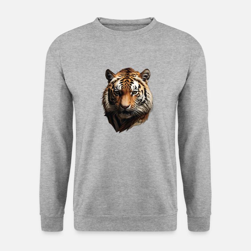 Tiger AI generiert by e30 - Unisex Pullover - Weißgrau meliert
