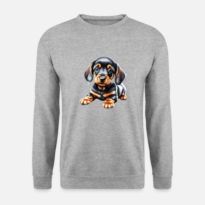 Dachshund Hund Hundehalter Dackelwelpe Hunde - Unisex Pullover - Weißgrau meliert