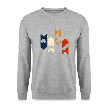 Vintage Retro Frosch - Frosch Geschenkidee - Unisex Pullover - Weißgrau meliert - Vorne - Alina (178cm) & Michal (187cm)