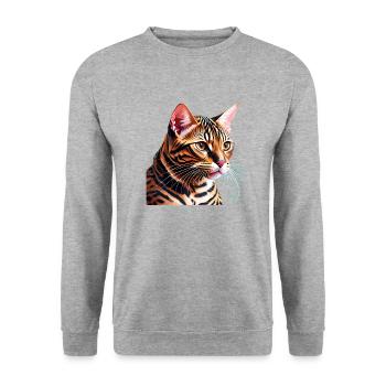 Bengal Cat Cat Owner Kitten Bengal Kitten - Unisex Sweatshirt - salt & pepper - Front - Alina (178cm) & Michal (187cm)