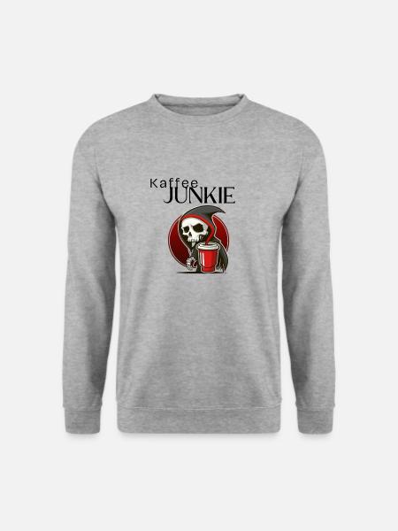 Kaffee Junkie - Unisex Pullover - Weißgrau meliert