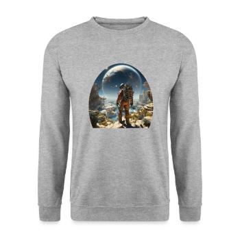Astronaut explores alien worlds - Unisex Sweatshirt - salt & pepper - Front - Alina (178cm) & Michal (187cm)