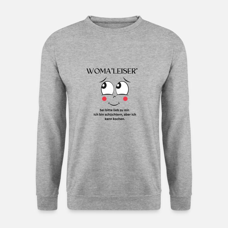 Woma"leiser" - Unisex Pullover - Weißgrau meliert