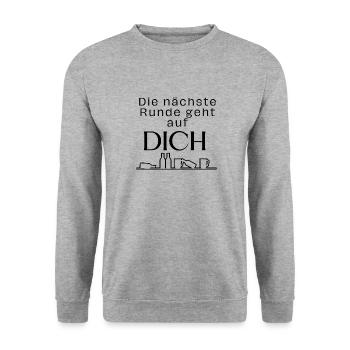Die nächste Runde geht auf dich - Unisex Pullover - Weißgrau meliert - Vorne - Alina (178cm) & Michal (187cm)