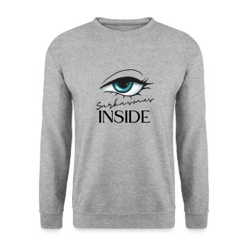 Sarkasmus inside - Unisex Pullover - Weißgrau meliert - Vorne - Alina (178cm) & Michal (187cm)