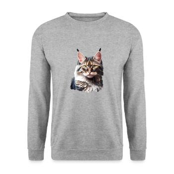 Maine Coon Cat Kitten Cat Owner Male Cat - Unisex Sweatshirt - salt & pepper - Front - Alina (178cm) & Michal (187cm)