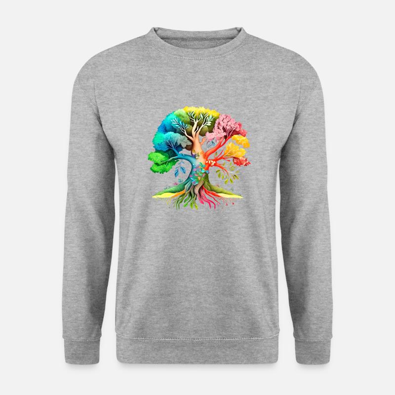 Lebensbaum Keltischer Baum des Lebens Meditation - Unisex Pullover - Weißgrau meliert